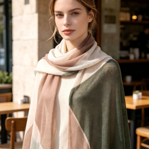 100% Inner Mongolian Cashmere Scarf – Olive, Blush & Ivory | DOMOG
