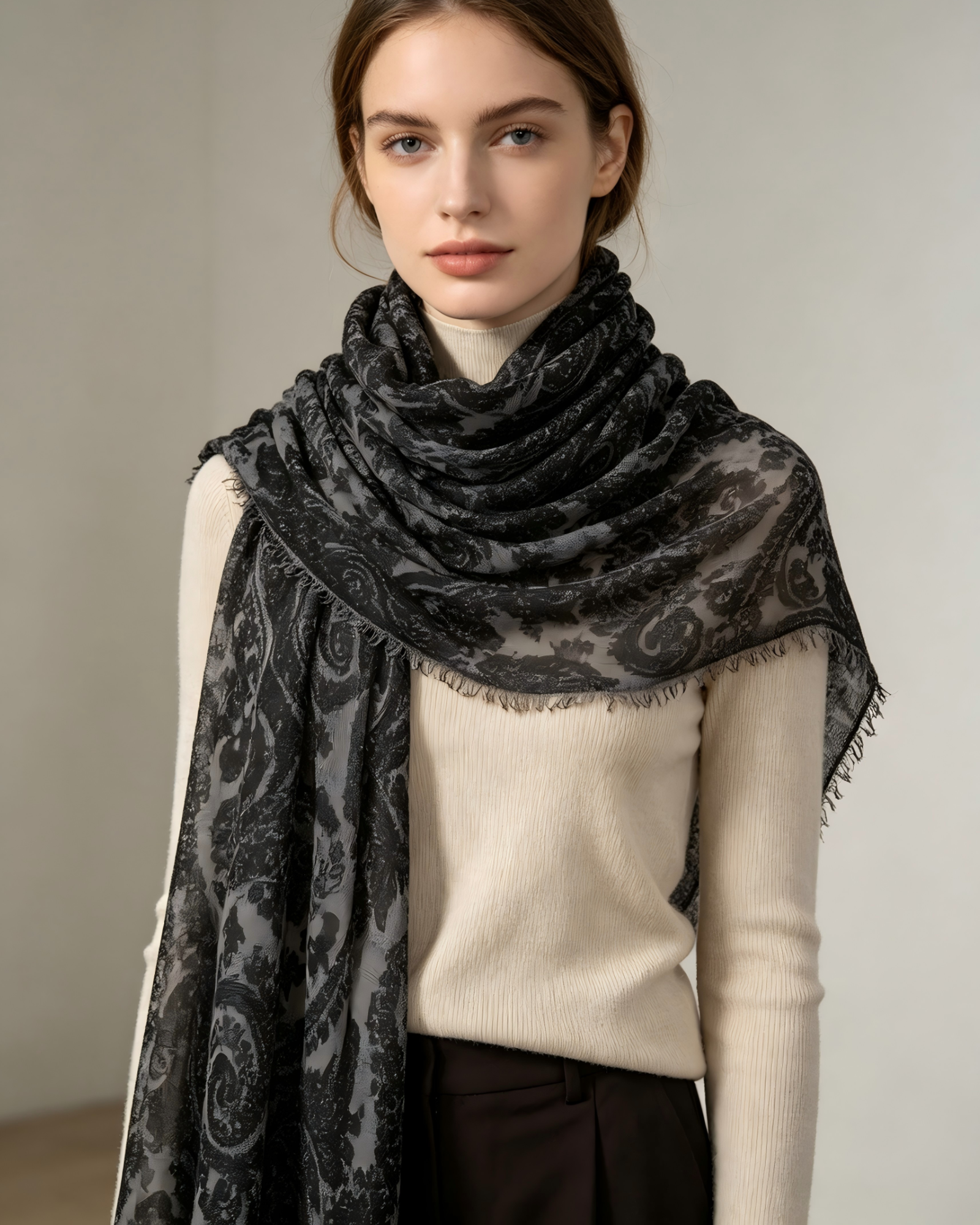 DOMOG Nocturne Paisley Cashmere Shawl — 100% Inner Mongolian Cashmere - Image 2