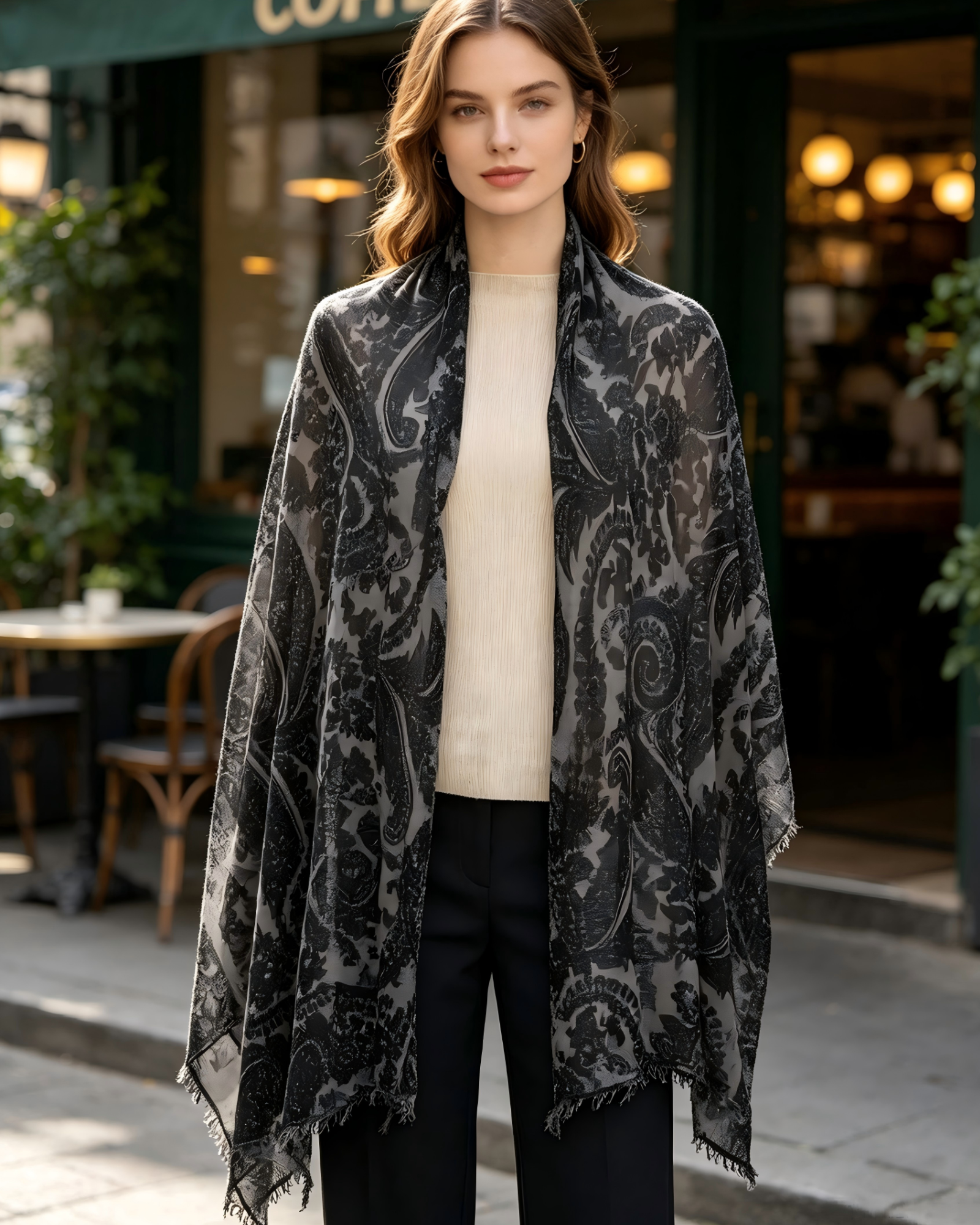 DOMOG Nocturne Paisley Cashmere Shawl — 100% Inner Mongolian Cashmere